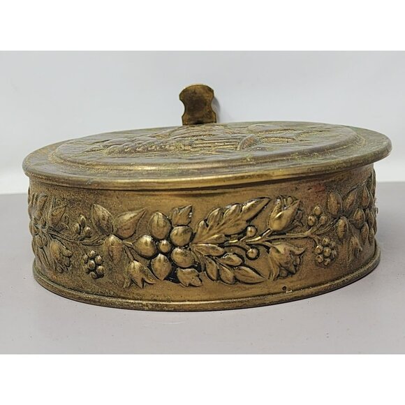 Vintage Brass & Wood Ship Design Silent Butler/Bed Warming Pan With Handle - Picture 7 of 15